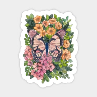 Butterfly in Flowers 2 Sticker